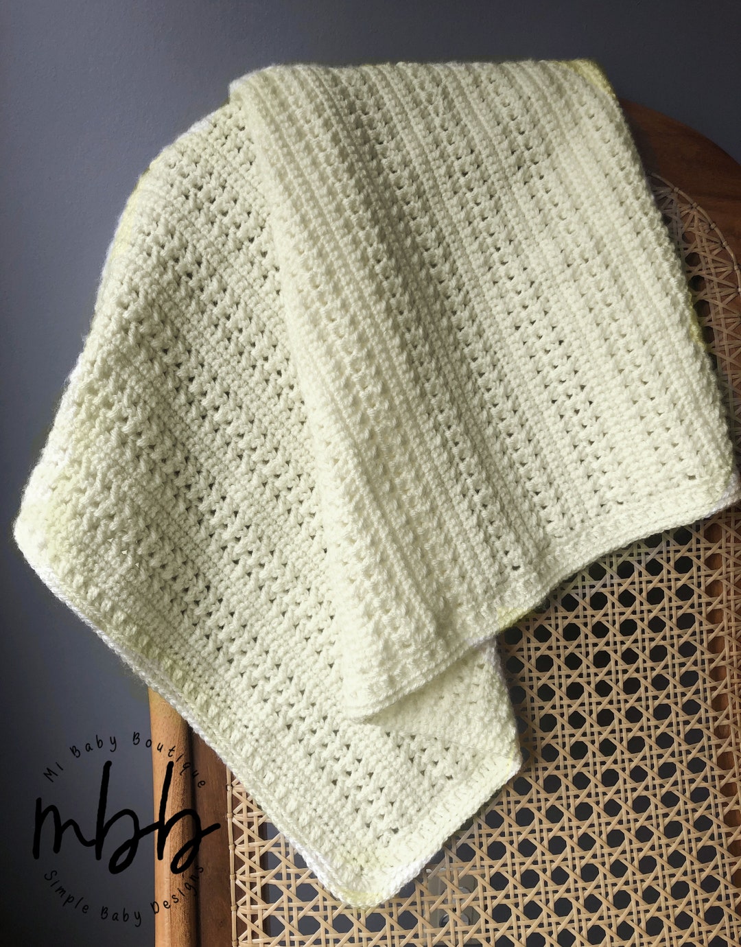 Easy Darling Baby Blanket ANY SIZE Crochet Pattern Baby Girl Boy Infant