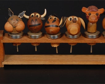 1950's Figural Wooden Bottle Stoppers
