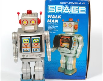 SPACE WALK MAN 電池式ロボット Vintage 1990s Space Walk Man Robot With the Original Box