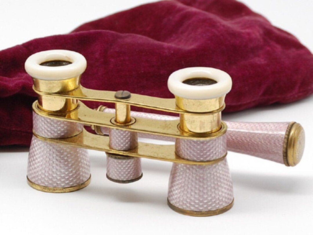 Antique Guilloche Enamel Opera Glasses With Handle Etsy