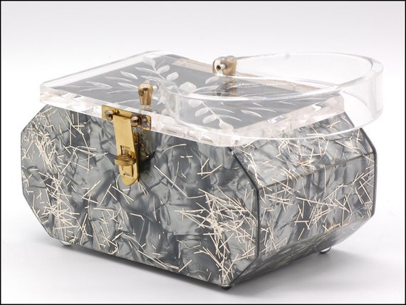 1950s Florida Lucite Confetti Handbag Made in Mia… - image 4