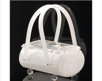 1950s White  Lucite Purse by Original Rialto NY