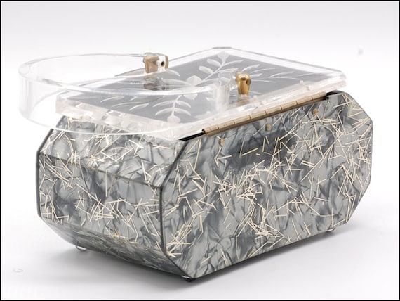 1950s Florida Lucite Confetti Handbag Made in Mia… - image 6