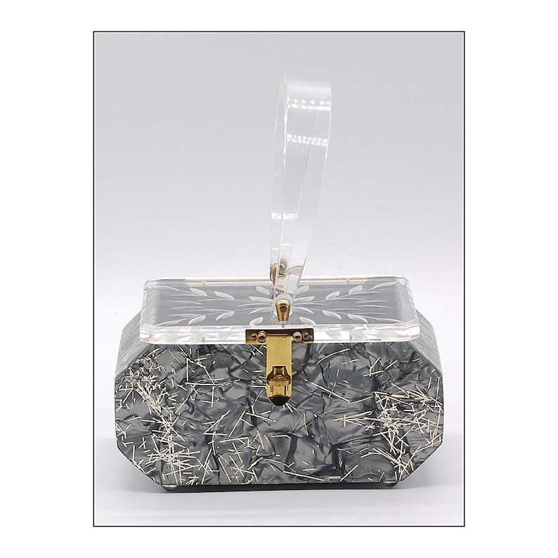 1950s Florida Lucite Confetti Handbag Made in Miami image 1