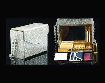 Wilardy Lucite Confetti  Handbag with Attached Carry All Compact