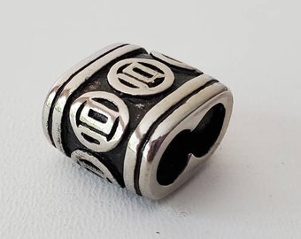 304 Stainless Steel Beads Double Hole, 10x5 mm, Slide bead Charms, oval, Antique Silver, 12.5x13x8mm, 1 Pc.