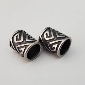 Stainless Steel Beads, hole: 8 mm, Large hole, 2 pcs. Antique Silver, 12x10mm, European Style Beads, barrel beads