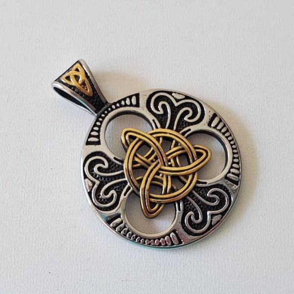 1 - 304 Stainless Steel Triquetra Pendant, 45X33 mm, Celtic Trinity Love Knot, Round Triquetra Pendant, Viking Symbol, Celtic knot