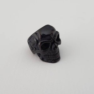 1 Black Skull Bead, Ion Plating (IP), 304 Stainless Steel Beads, Skull, Electrophoresis Black, 16x12x14.5mm, Hole: 8mm