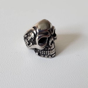 304- Stainless Steel  Skull bead, 1 Pc., Large Hole Beads, Skull, Antique Silver, 16x12x14mm, Hole: 8mm, large hole beads