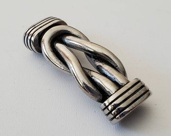 Stainless Steel connector, Forever Linked Together, hole: 6x12mm, Size 43X15 mm, for Leather Cord Bracelets, 1 Pc.
