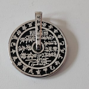 Stainless Steel Taoist Coin Pendant: Bagua Lucky Charm