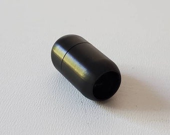 Matte Black Magnetic Clasps, Hole: 8mm, 304 Stainless Steel, Barrel, 21X12 mm, 1 Pc.