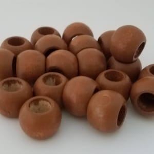 14 mm round wood beads, 0.55, 20 beads, large hole beads, size:14X11 mm, 7 mm hole, macrame bead, wooden bead, jewelry bead Coffee Brown