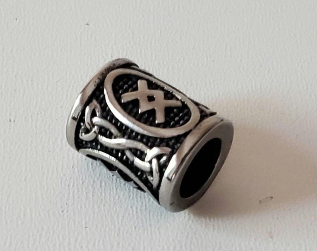 Inguz, Energy, Viking Futhark Rune, 8 Mm Hole,stainles Steel,hair Beads ...