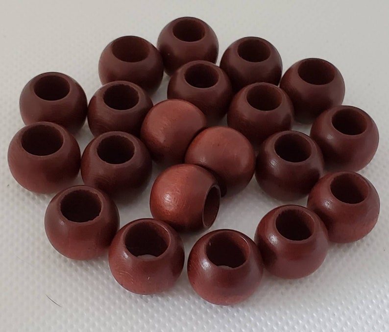 14 mm round wood beads, 0.55, 20 beads, large hole beads, size:14X11 mm, 7 mm hole, macrame bead, wooden bead, jewelry bead Mahogany