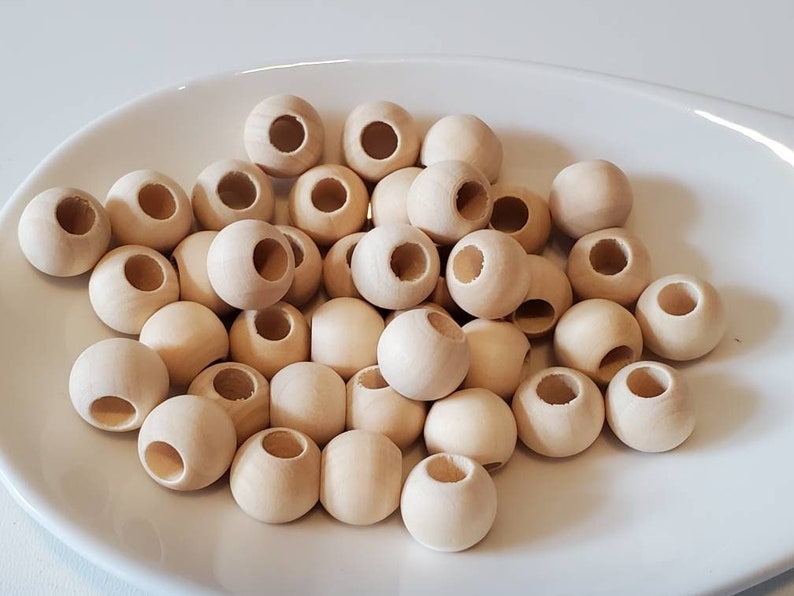 12 Mm Unfinished Wood Round Beads 1/2 Beads 5 Mm Hole Etsy