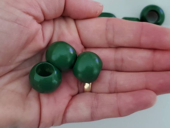 20mm Green Wood Beads, 9~9.5 Hole, 10 Round Large Hole Macrame Crafts Beads  - Yahoo Shopping