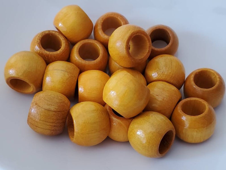 14 mm round wood beads, 0.55, 20 beads, large hole beads, size:14X11 mm, 7 mm hole, macrame bead, wooden bead, jewelry bead Yellow