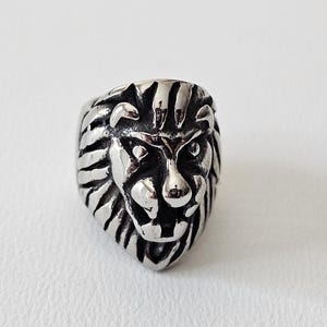 304 Stainless Steel Lion beads, hole: 8.5 mm, slide charms, large hole beads, hair beads, Antique Silver, 15.5x12x15.5mm, 1 Pc.