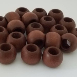 14 mm round wood beads, 0.55, 20 beads, large hole beads, size:14X11 mm, 7 mm hole, macrame bead, wooden bead, jewelry bead Brown