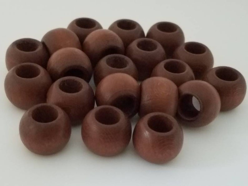 14 mm round wood beads, 0.55, 20 beads, large hole beads, size:14X11 mm, 7 mm hole, macrame bead, wooden bead, jewelry bead Brown