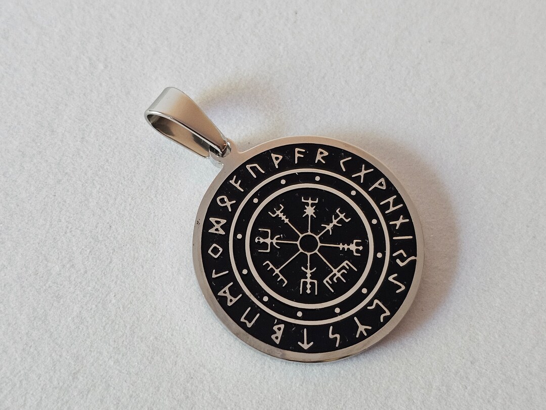 Medieval Rune Compass Viking Compass With Runes Pendant, 304 Stainless Steel, 30 Mm, Vegvisir ...