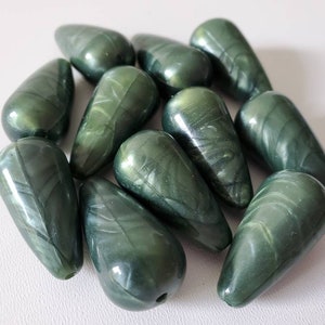 Acrylic Large Teardrop beads, Marbled pearlized beads -  27 X 13 mm approx. Jewelry beads, crafts beads, vintage beads