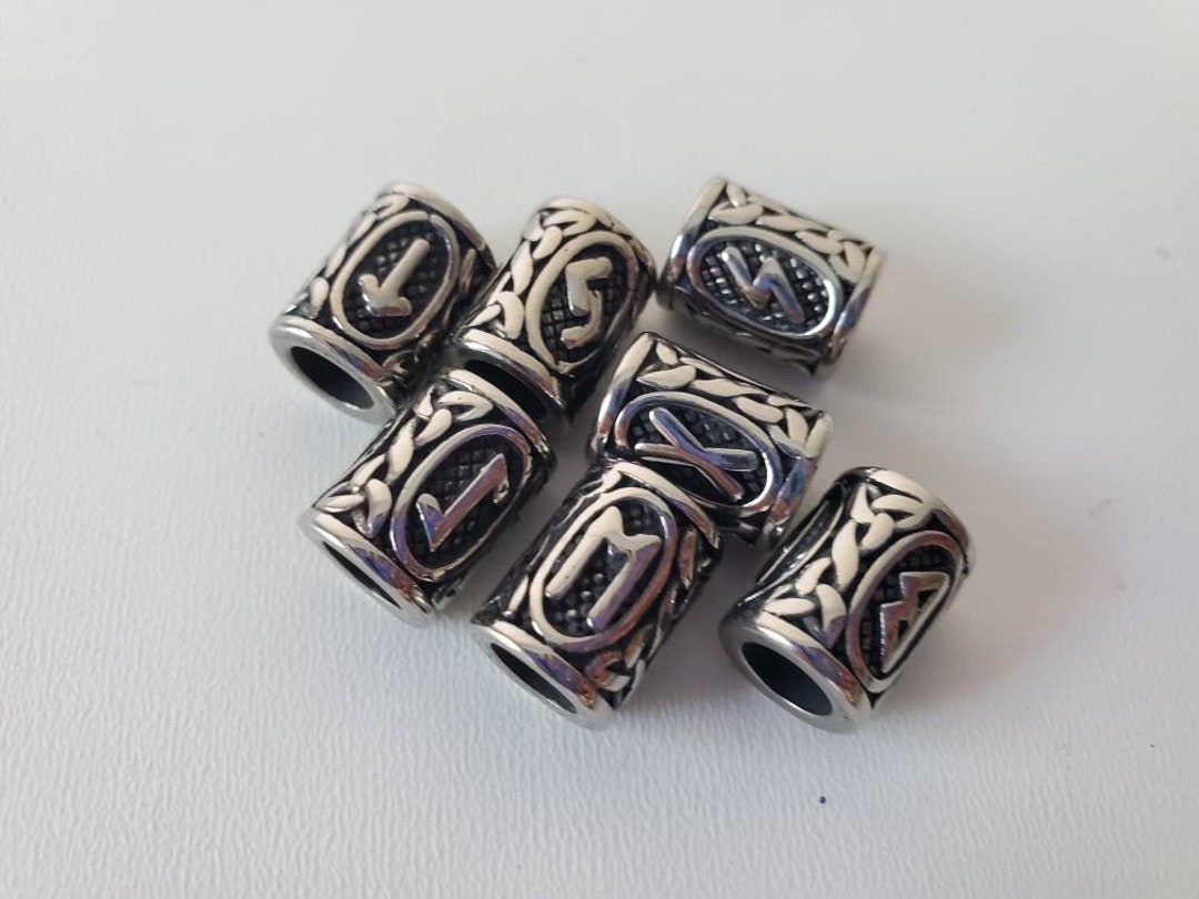 1 Viking Futhark Rune, Stainles Steel, Norse Runes, 6 Mm Hole, Bead ...