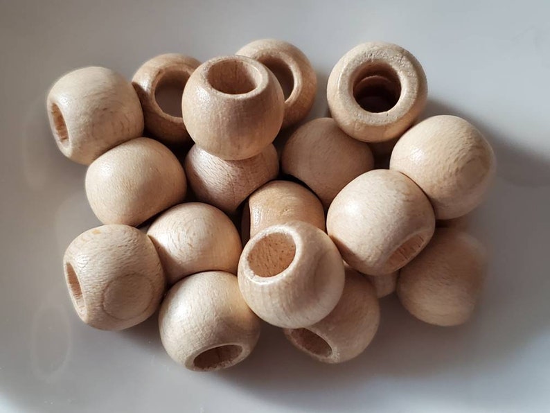 14 mm round wood beads, 0.55, 20 beads, large hole beads, size:14X11 mm, 7 mm hole, macrame bead, wooden bead, jewelry bead Natural
