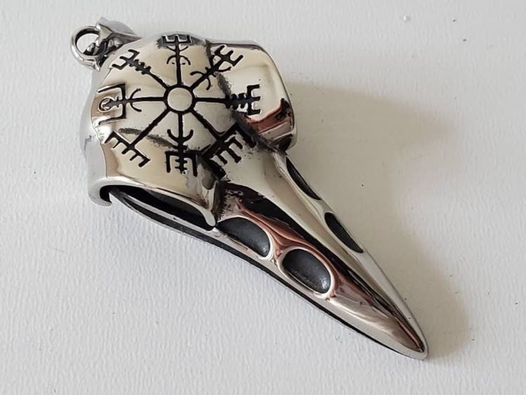 304 Stainless Steel Viking Raven, Skull Pendant, Vegvisir, Antique