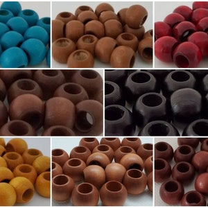 14 mm round wood beads, 0.55, 20 beads, large hole beads, size:14X11 mm, 7 mm hole, macrame bead, wooden bead, jewelry bead image 1