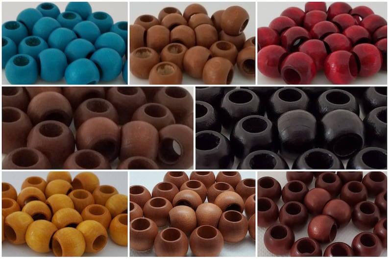 14 mm round wood beads, 0.55, 20 beads, large hole beads, size:14X11 mm, 7 mm hole, macrame bead, wooden bead, jewelry bead image 1