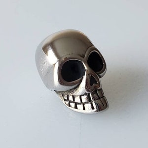 1 Surgical Stainless Steel Skull beads, hole 6 mm, size: 20X13.5 mm, Large Hole Beads, Skull, Antique Silver, bead charm, leather slider