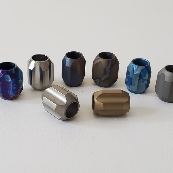 Titanium Alloy Large hole beads, Hole 6 mm, Knife beads, Size 13X10 mm. EDC beads, paracord, hair beads, jewelry beads, 1 Pcs