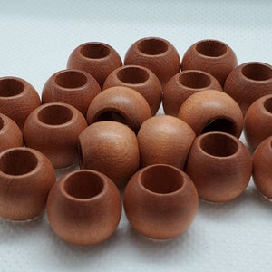 14 mm round wood beads, 0.55, 20 beads, large hole beads, size:14X11 mm, 7 mm hole, macrame bead, wooden bead, jewelry bead Light Brown