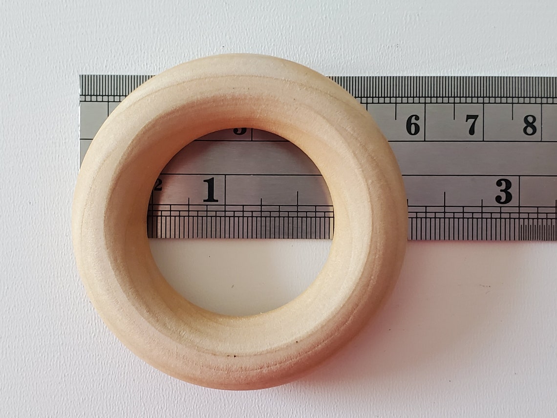 3 Unfinished Wood Rings 2 1/4 55 Mm Natural Wood Etsy