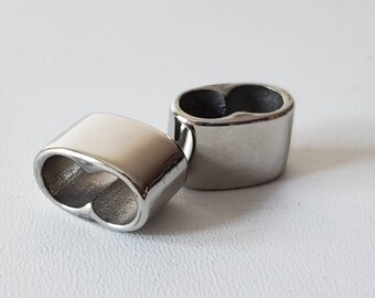 Large Hole Antique Dark Silver Plated Oval Metal Slider Bead 15x9mm 1