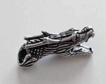 304 Stainless Steel Dragon Bead, Hole: 6 mm,  Antique Silver Finish, 1 Pc.