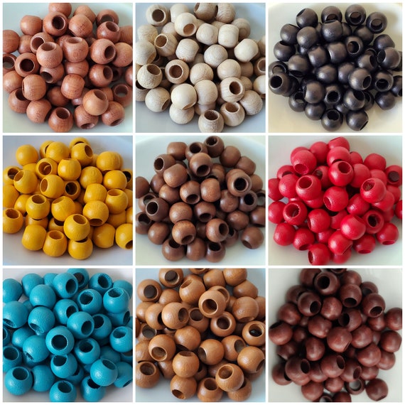 12 Mm Round Wood Beads, 0.47, Large Hole Beads, 50 Beads, Size: 12X9.8 Mm,  Hole 6 Mm, Macrame Beads, Jewelry Beads, Wooden Beads 