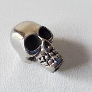 Surgical Stainless Steel Skull Bead, Large Hole Beads, Skull, Antique Silver, 18.5x11.5x11.5mm, Hole: 4.5mm