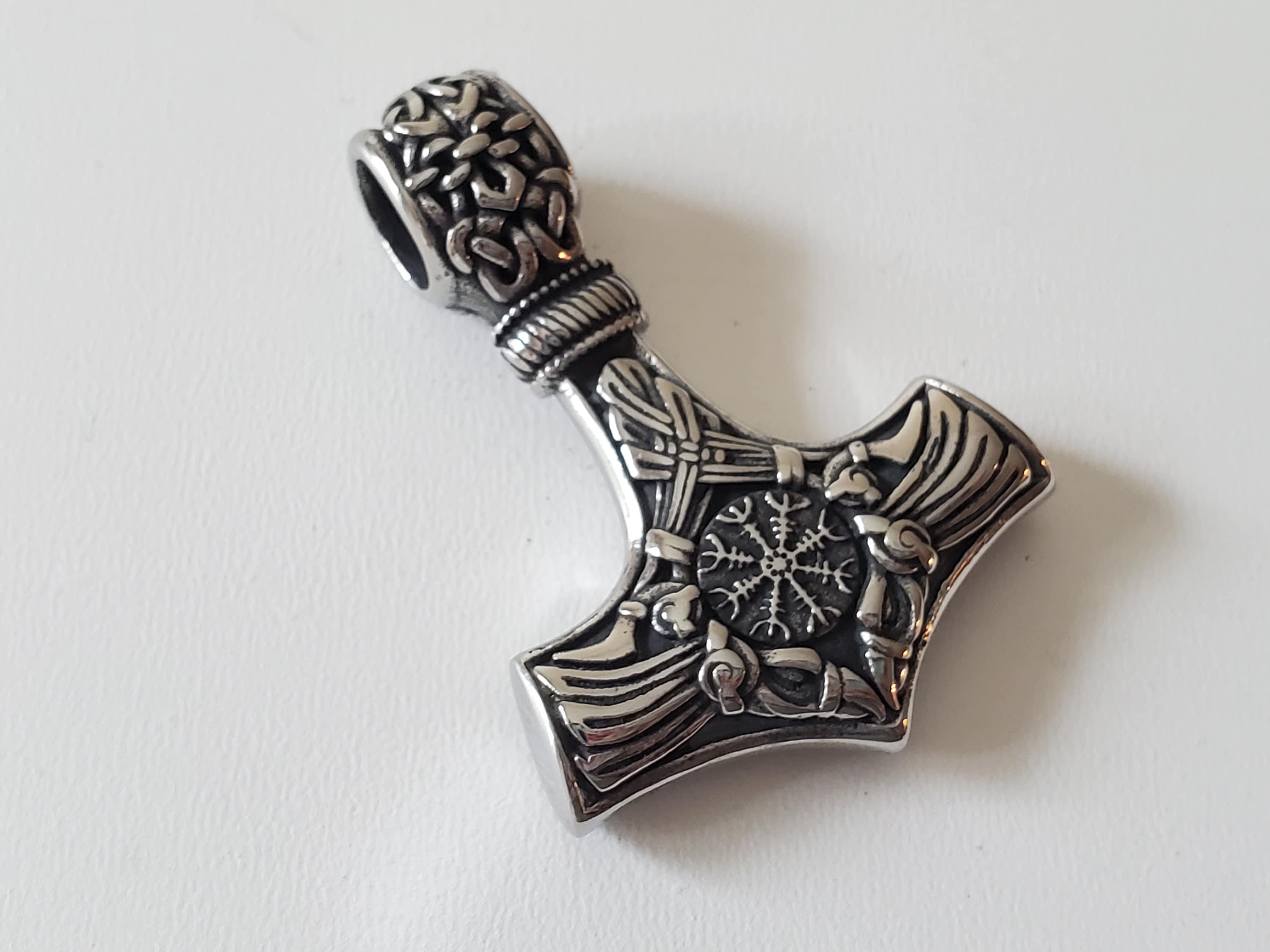 304 Stainless Steel Viking Mjolnir Pendant, Thor's Hammer, Ravens and  Helm of Awe, Norse Viking