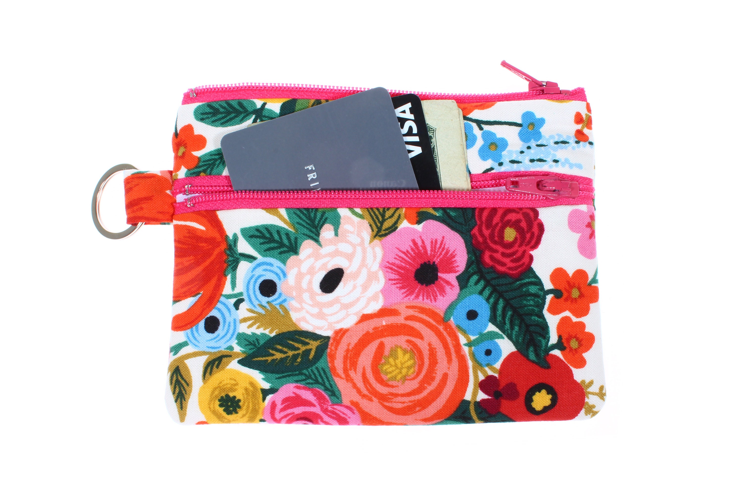 Double zipper keychain pouch minimalist wristlet wallet 2 Etsy