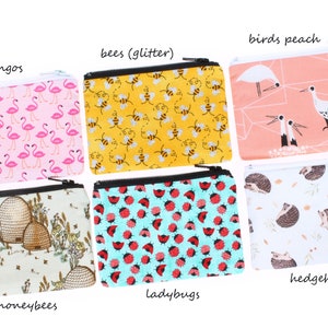 mini zipper earbuds pouch fabric coin purse gift card holder rosary wallet makeup cosmetic bag stitch marker pouch hearing aid case animals image 2
