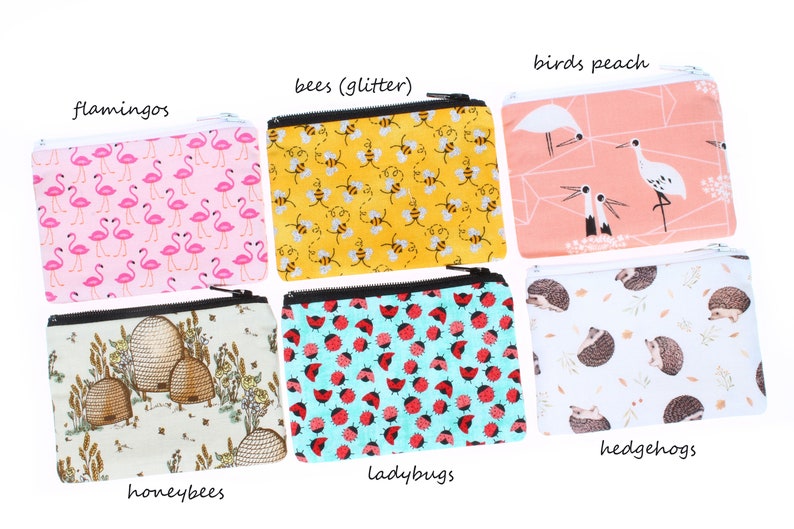 mini zipper earbuds pouch fabric coin purse gift card holder rosary wallet makeup cosmetic bag stitch marker pouch hearing aid case animals image 2