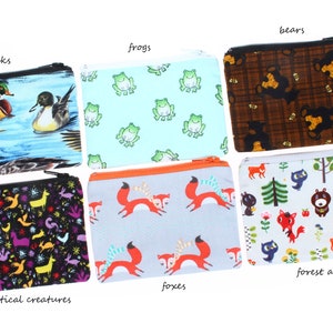 mini zipper earbuds pouch fabric coin purse gift card holder rosary wallet makeup cosmetic bag stitch marker pouch hearing aid case animals image 5