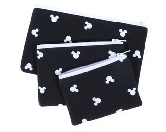 Mini neceser con cremallera de Mickey Mouse: Monedero, tarjetero, neceser de maquillaje