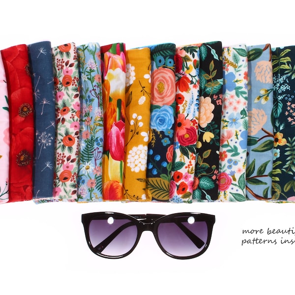 floral glasses case fabric soft sunglasses pouch eye wear reading eyeglasses sleeve tulips dandelions poppy sunflower Rifle paper