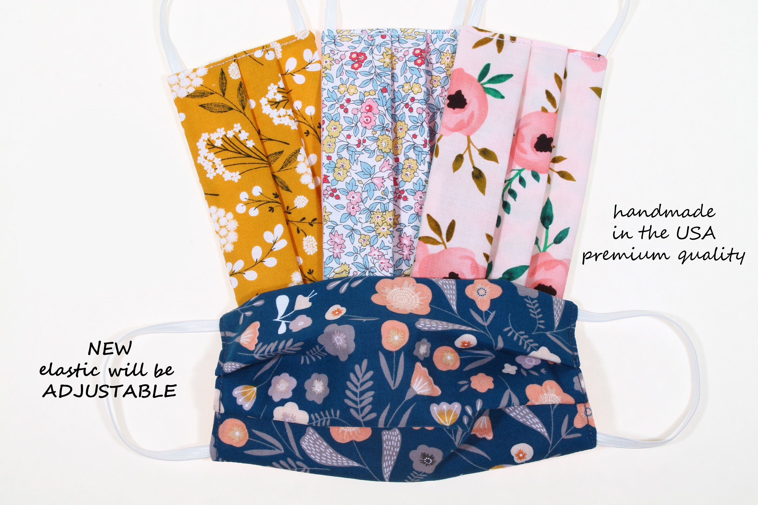 zero waste floral face mask women adult premium quality 2 layer cotto…