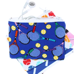 Minibolso de tenis con cremallera, monedero, tarjetero, joyería, rosario, billetera, cosmético, bolsita de té de cristal, auriculares, estuche para audífonos, equipo